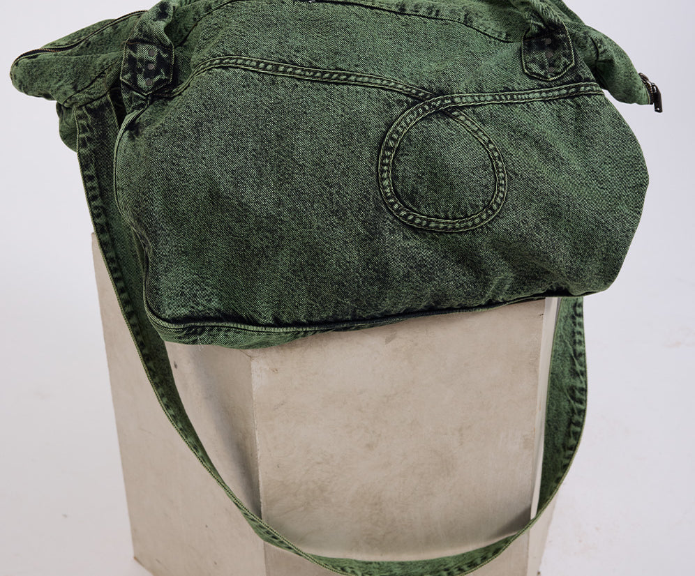 Denim Overnighter Duffle Bag - Black Khaki