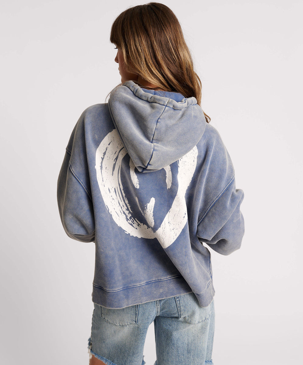 Last Stock WASHED BLUE SMILEY BATWING HOODY