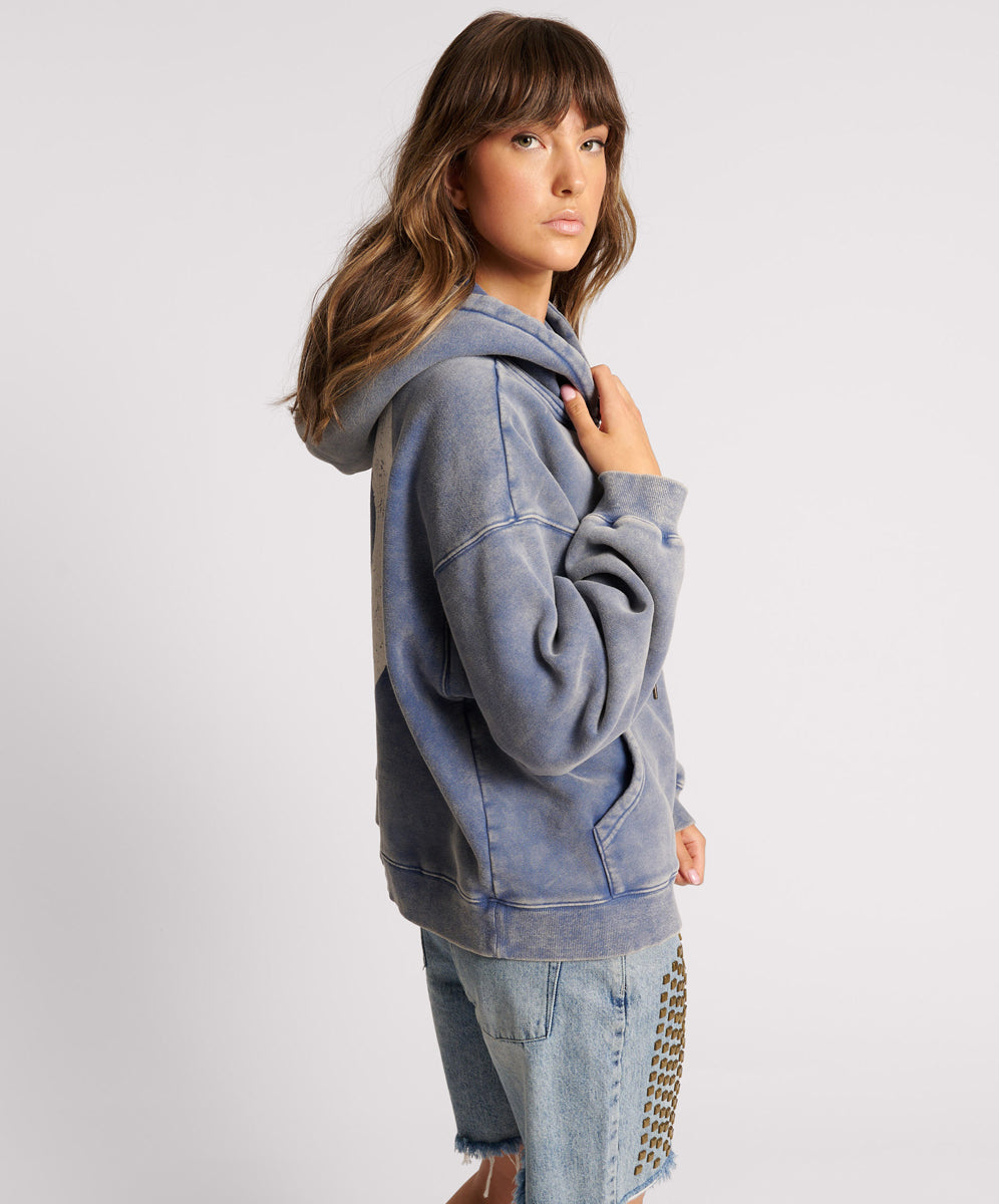 Last Stock WASHED BLUE SMILEY BATWING HOODY