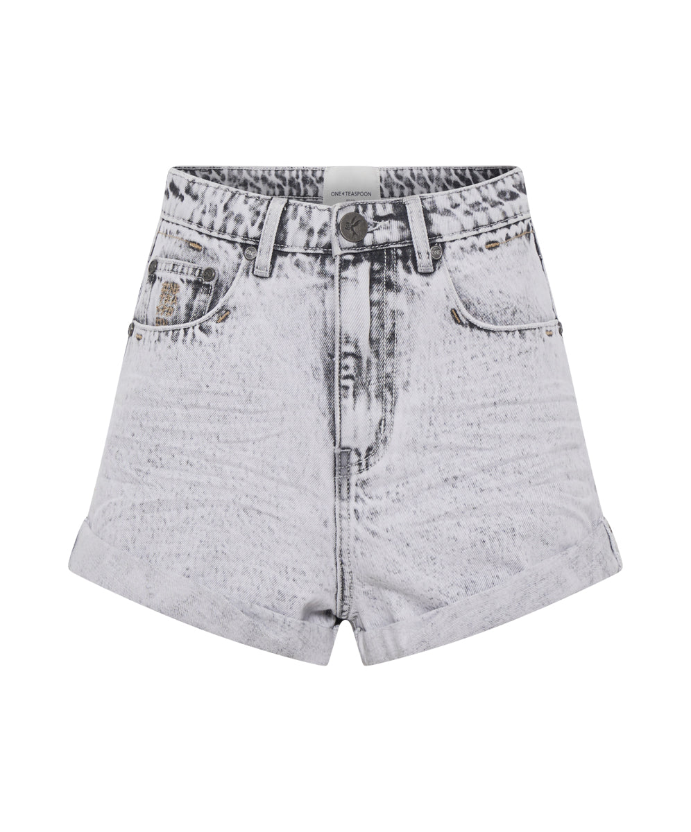 Bandits High Waist Denim Shorts - Bianco Grey