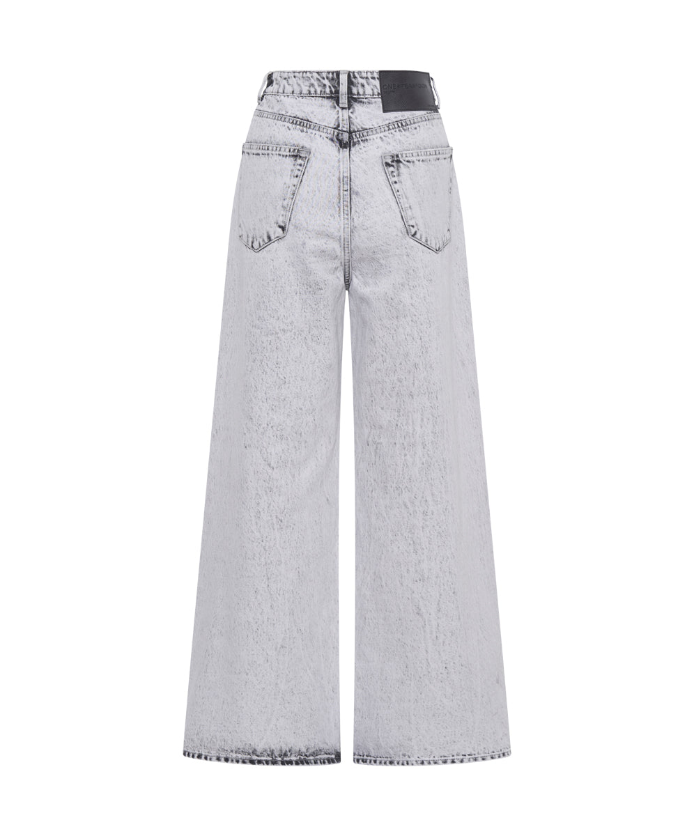 Love Machines Mid Waist Super Wide Leg Denim Jeans - Bianco