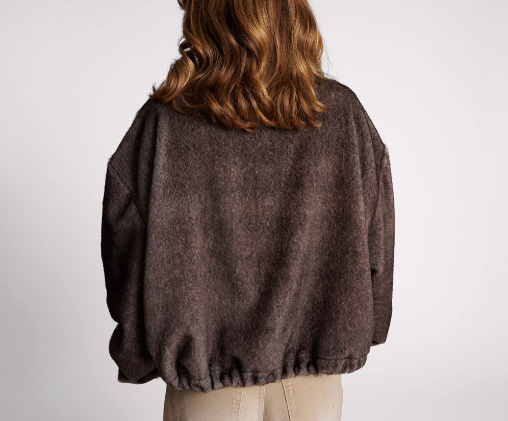 Sauvage Faux Fur Cropped Pullover Jacket - Ash