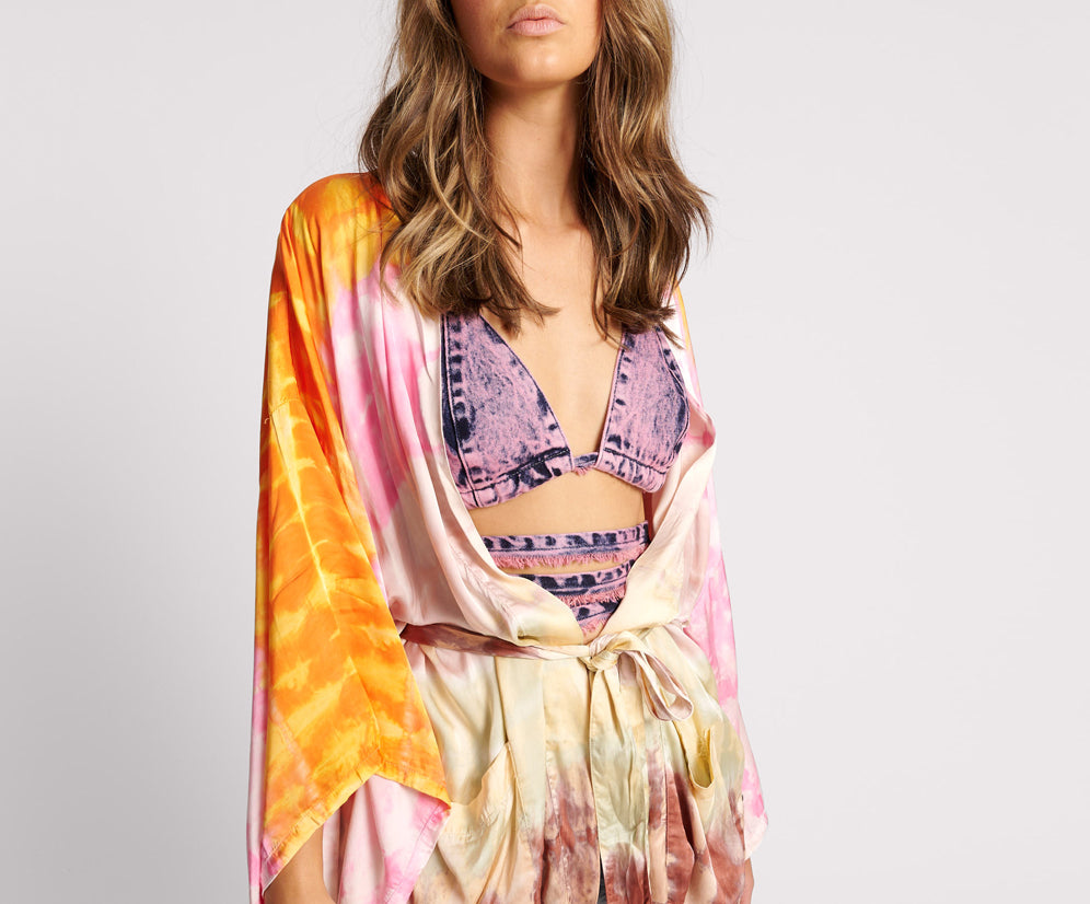 MIRAGE HAND DYED SATIN KIMONO