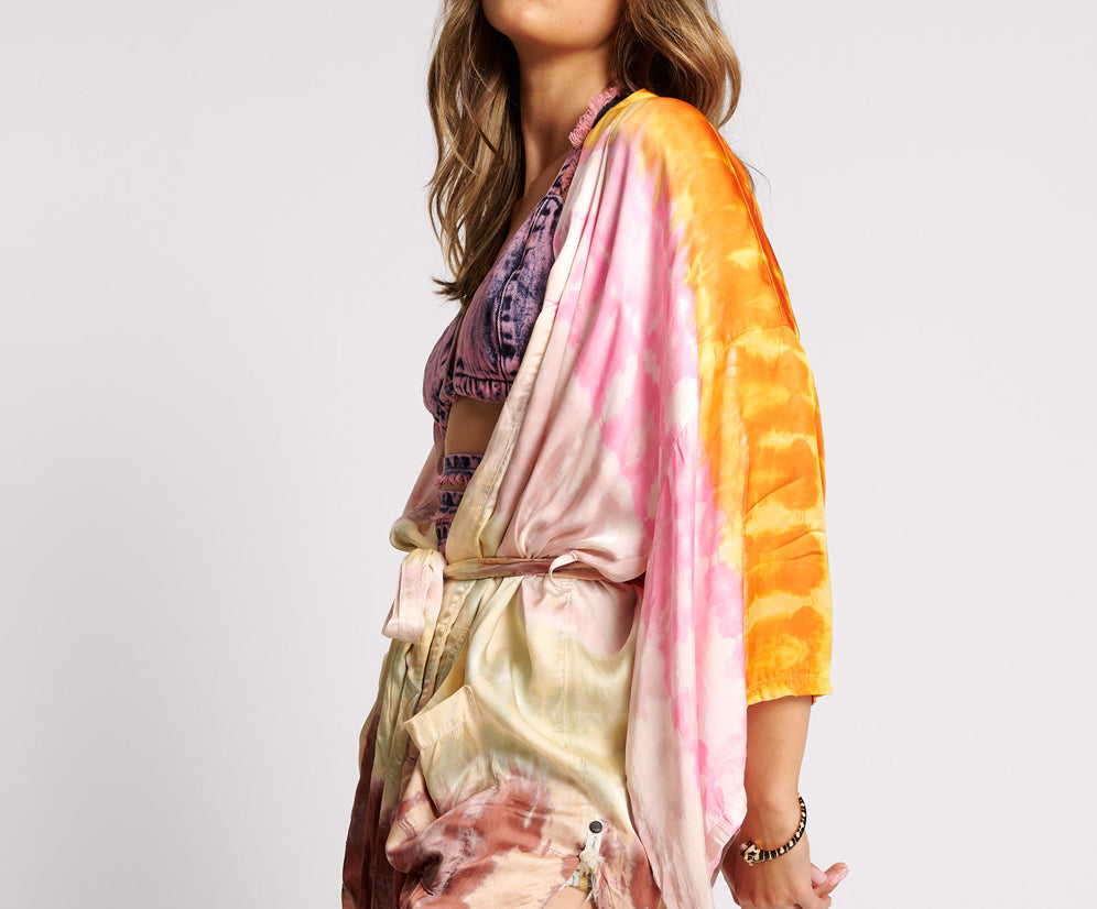 MIRAGE HAND DYED SATIN KIMONO