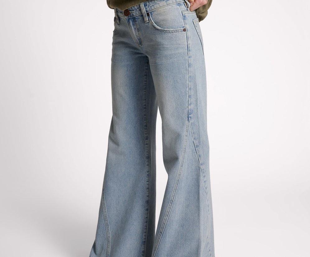 Johnnies Low Waist Wide Leg Denim Jeans - Hendrixe