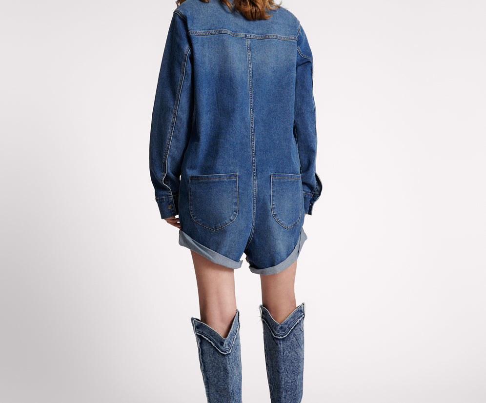 DEEP BLUE DENIM PROPHECY JUMPSUIT