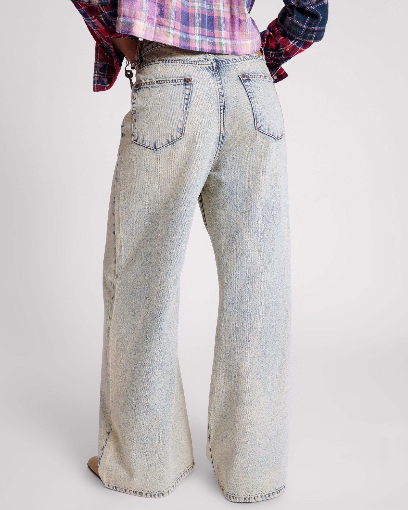 【2plan】Pair slab wide denim 2PLAN