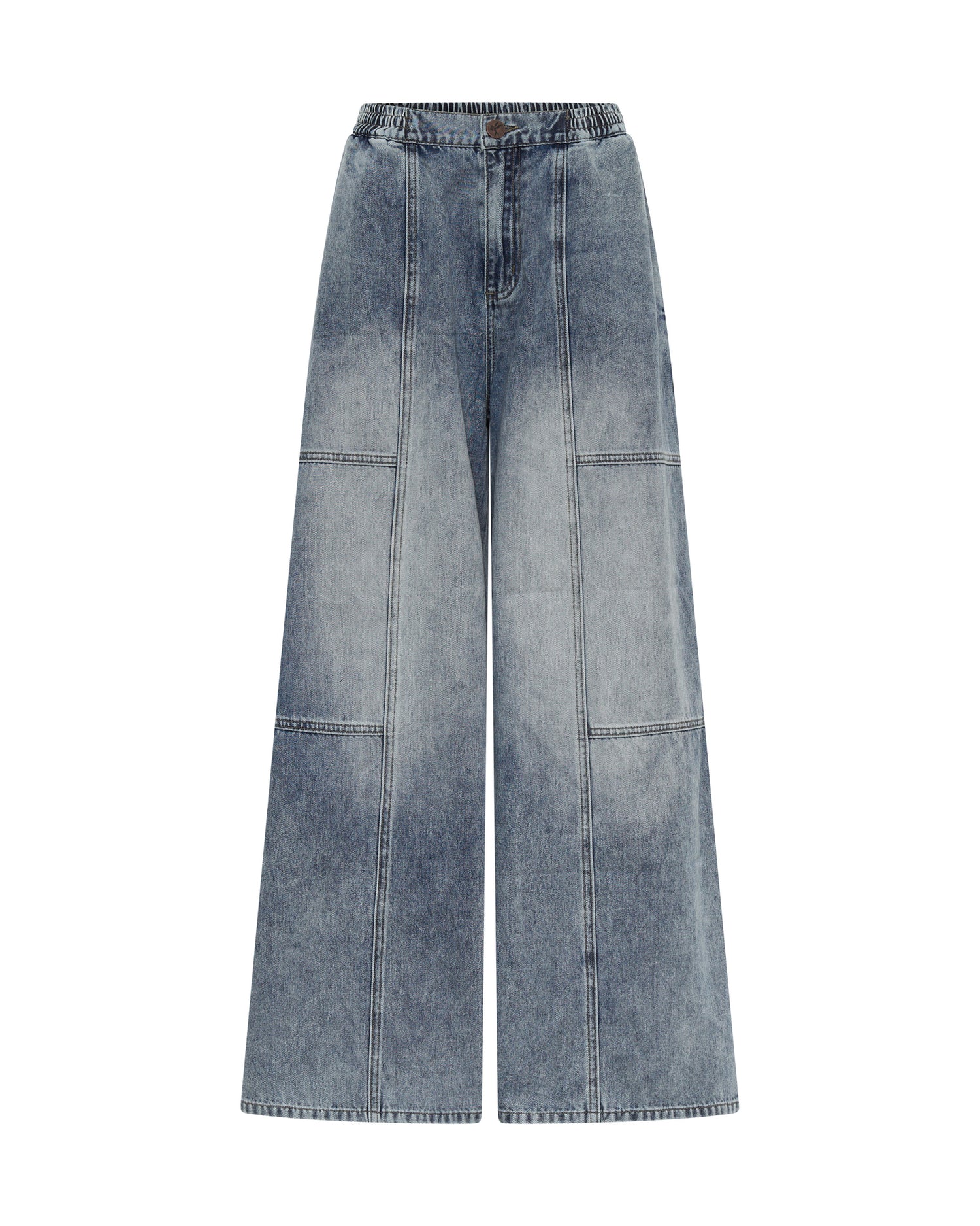 Products Palazzo Mid Waist Denim Jeans - Blue Blossom