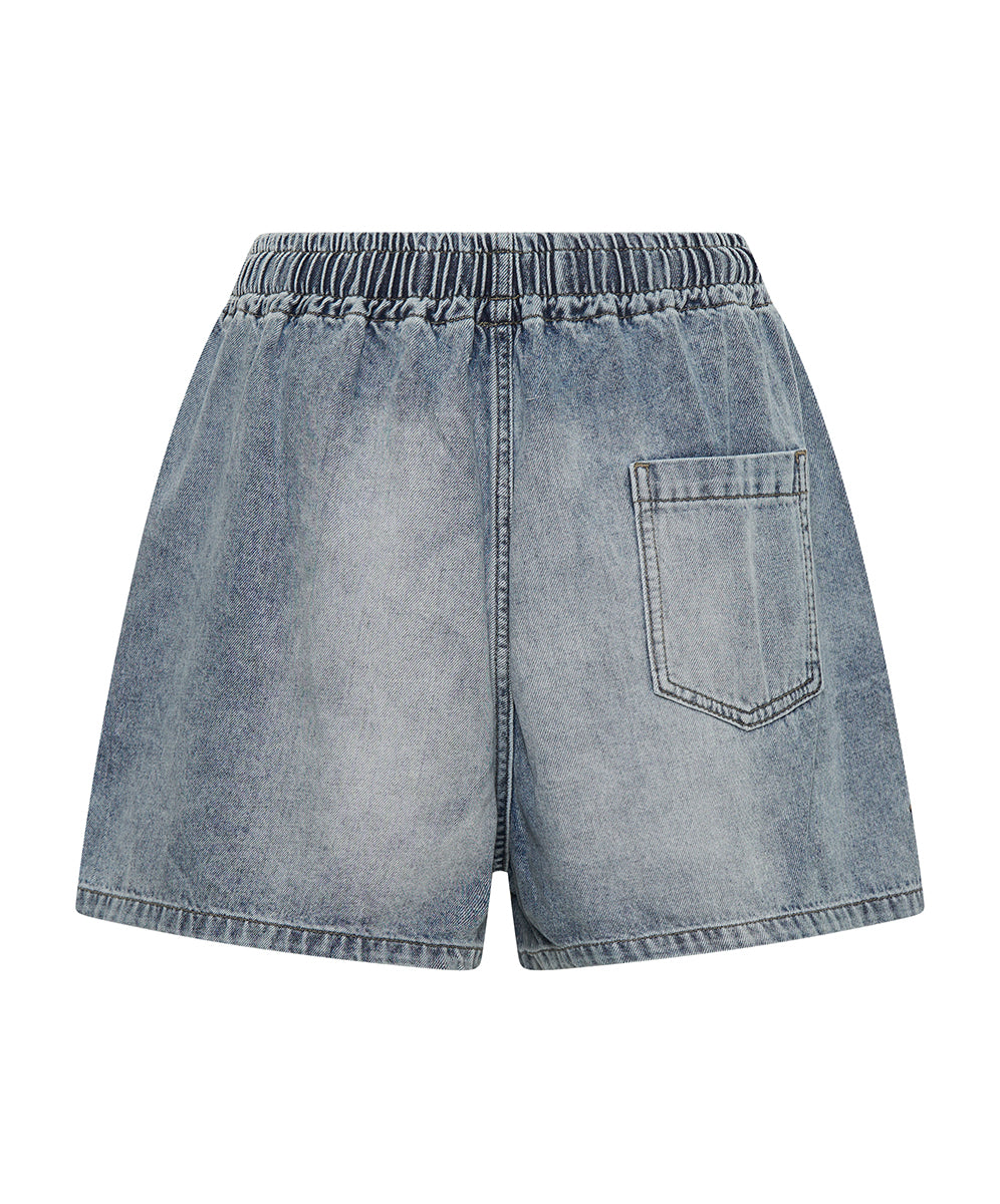 Boxer Low Waist Denim Shorts - Blue Blossom | One Teaspoon