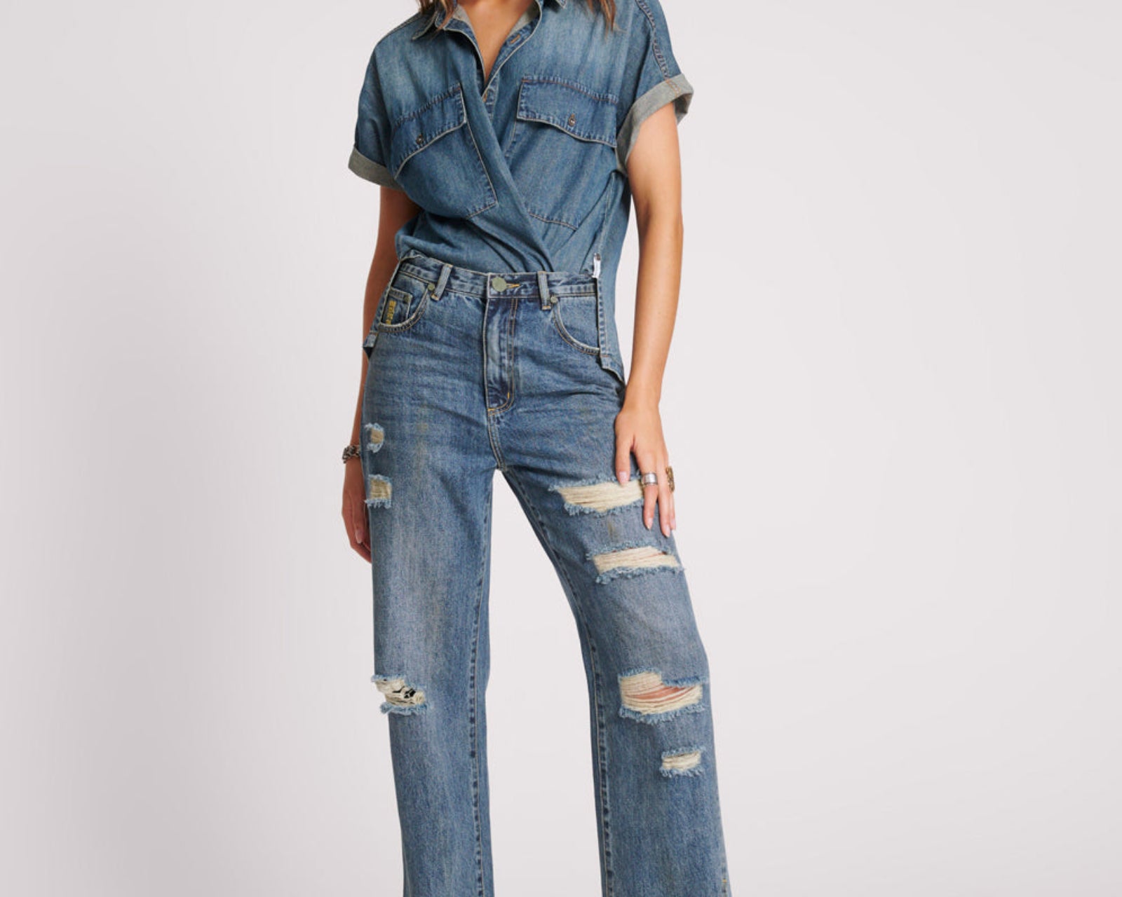 USED BLUE STRAIGHT LEG MID WAIST DENIM BILLIE JEANS