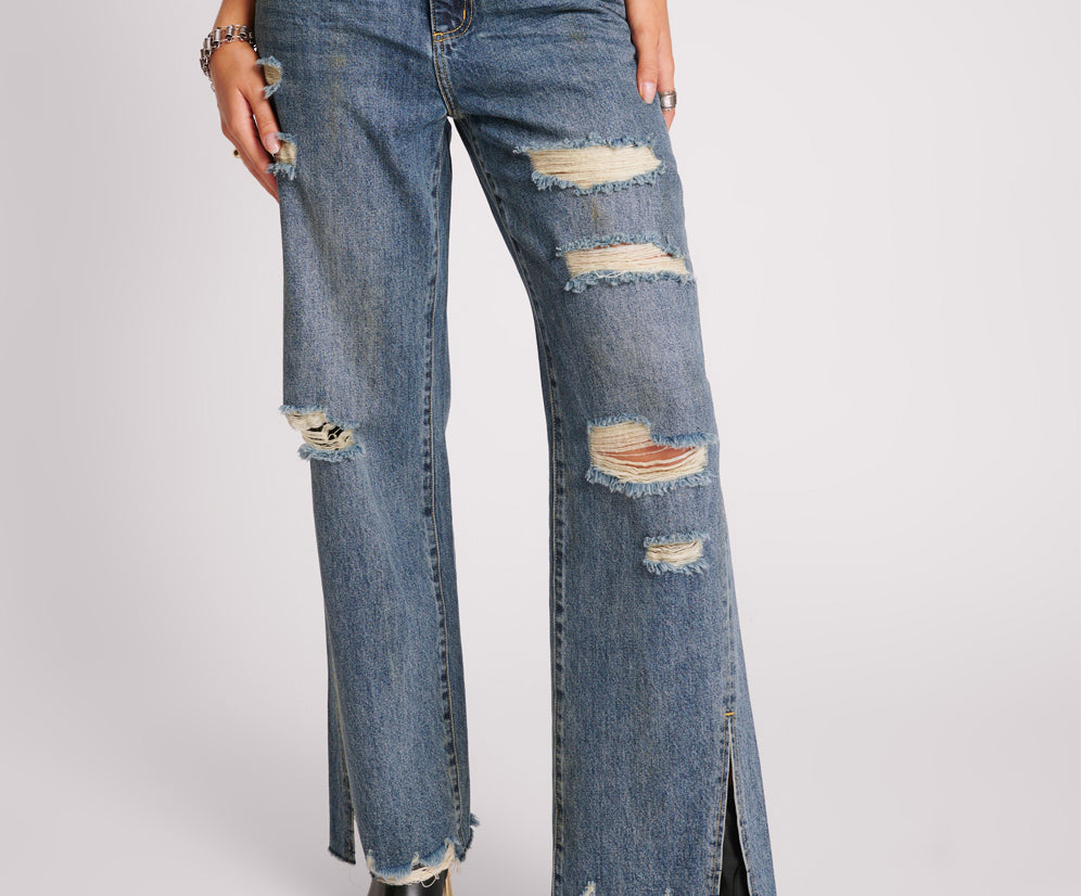 USED BLUE STRAIGHT LEG MID WAIST DENIM BILLIE JEANS