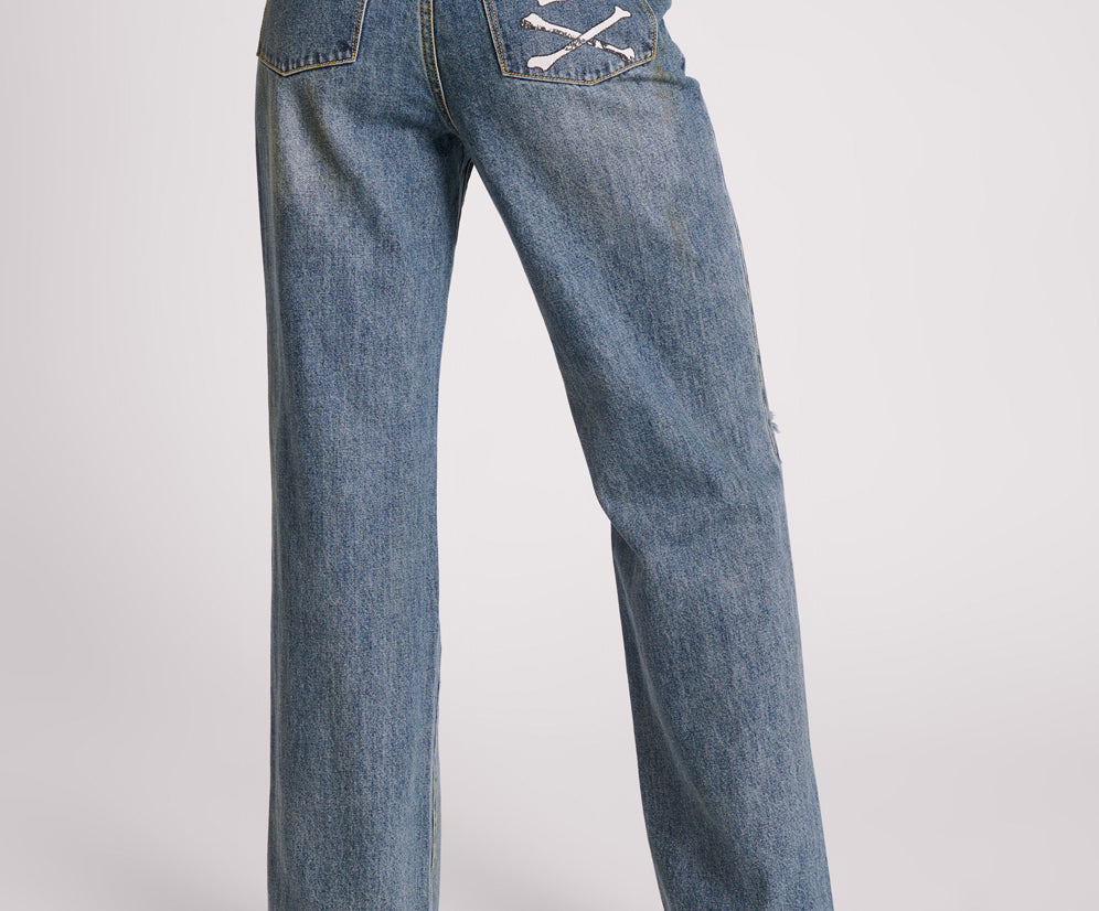 USED BLUE STRAIGHT LEG MID WAIST DENIM BILLIE JEANS