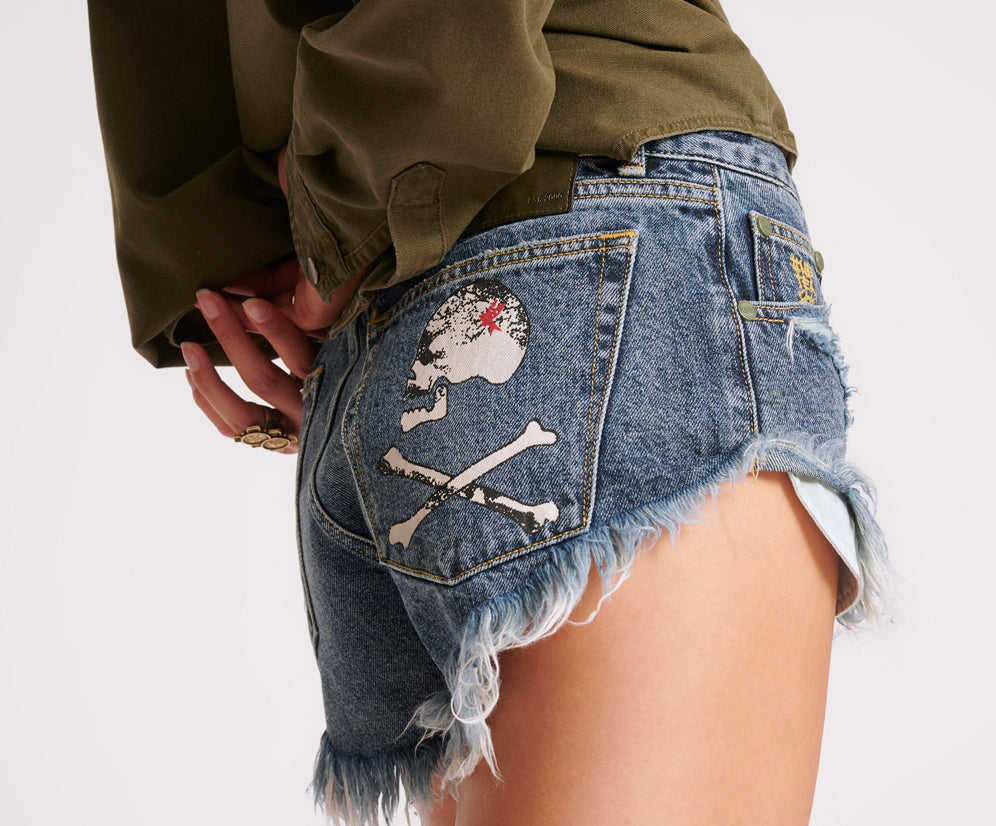 Dukes Low Waist Denim Shorts - Used Blue