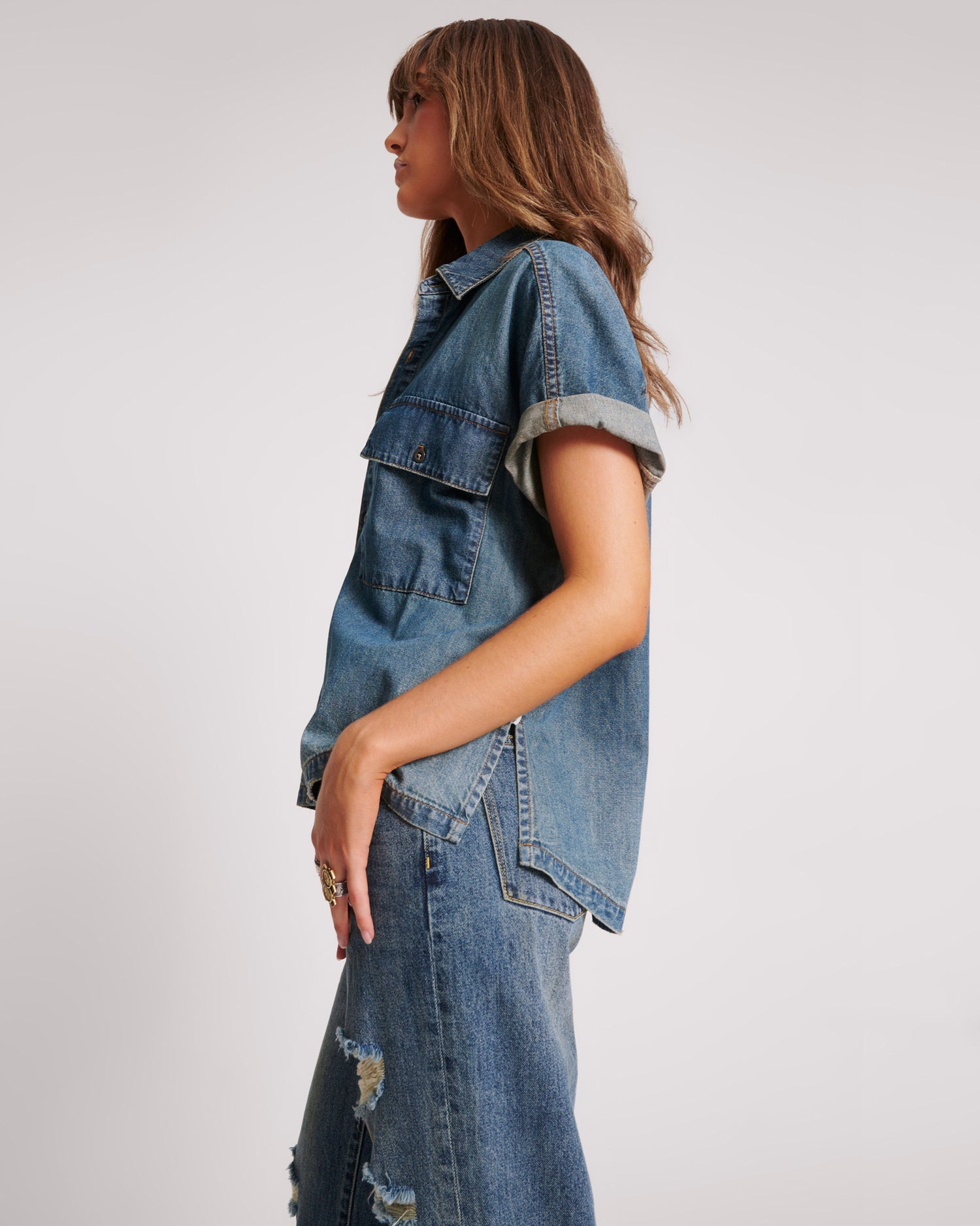 Products Daria Denim Shirt - Used Blue
