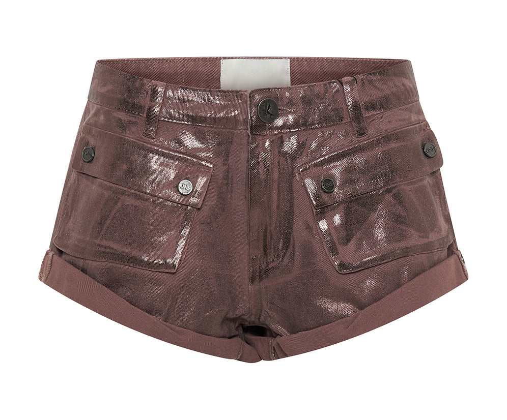 Cadet Bandits Low Waist Denim Shorts - Bronze Chocolate Brown