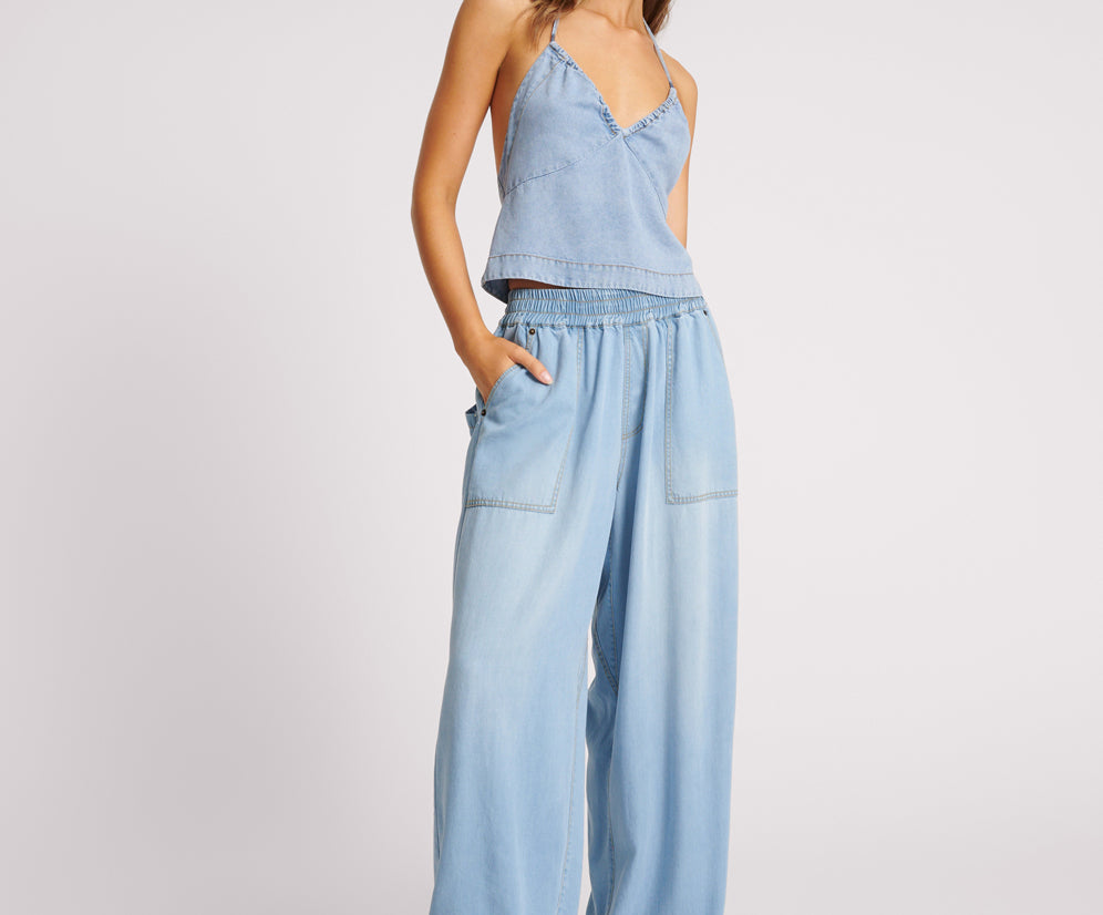 Tencel Parachute Pants Soft Blue One Teaspoon