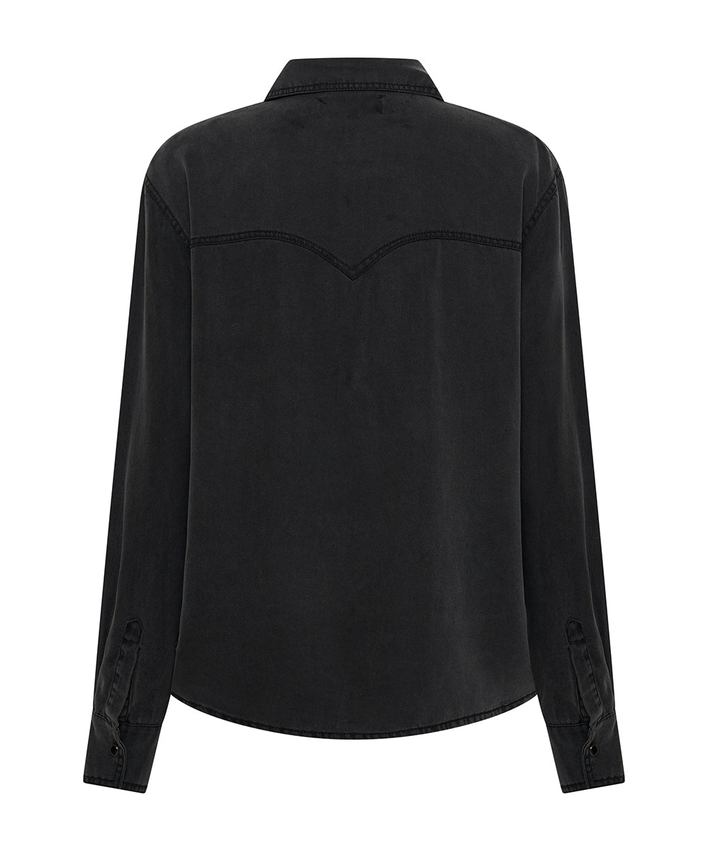 Last Stock Tencel Western Shirt - Soft Black