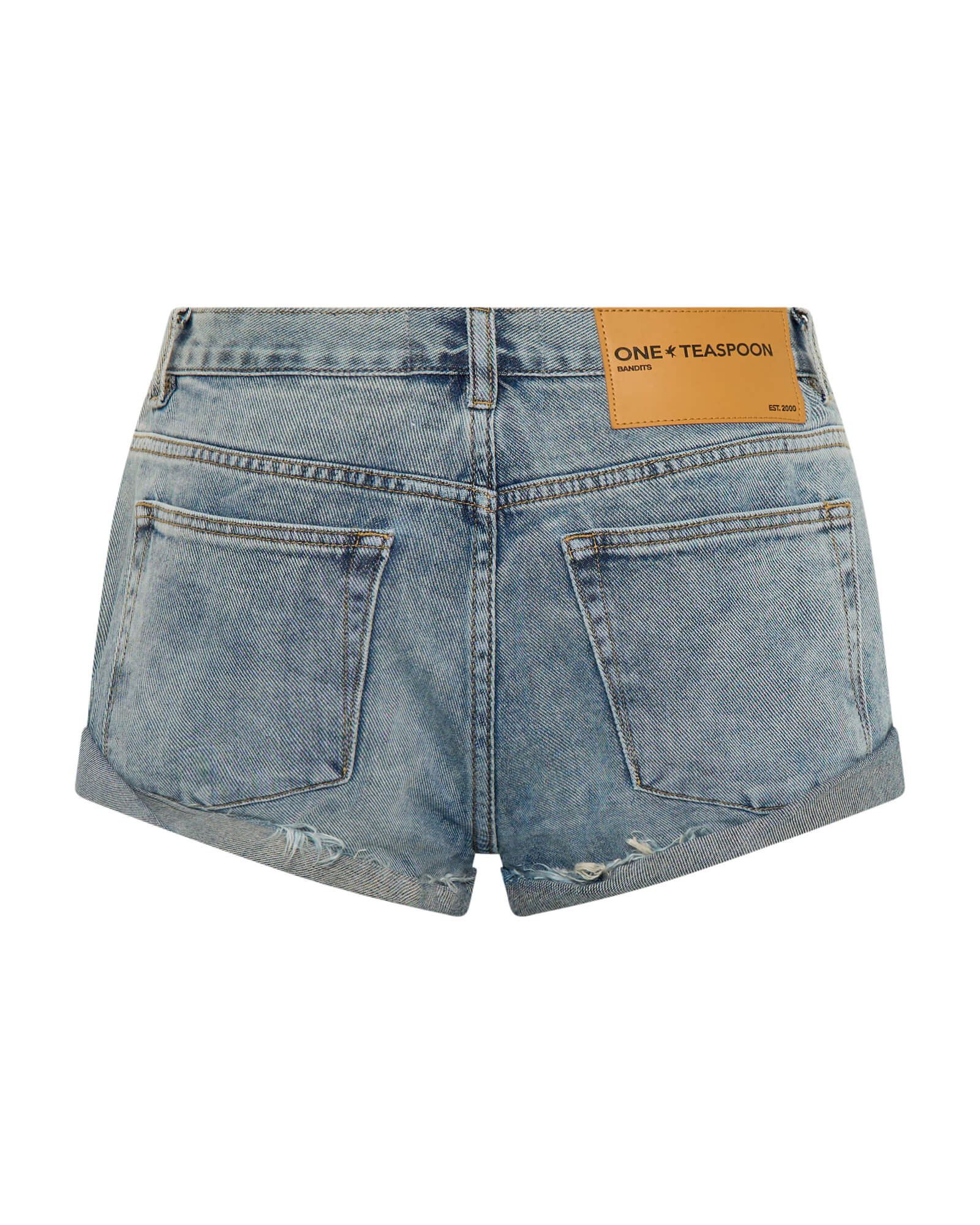 Bandits Low Waist Embellished Denim Shorts - Dusty Road Blue