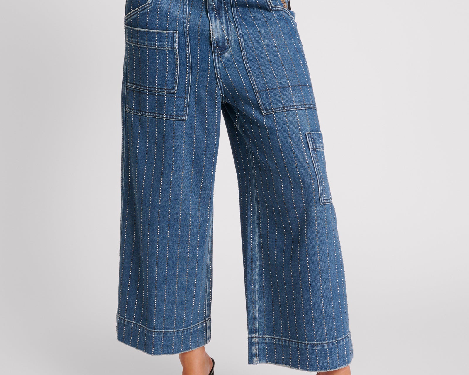 Bad Boys High Waist Wide Leg Denim Jeans - Glitter Highway