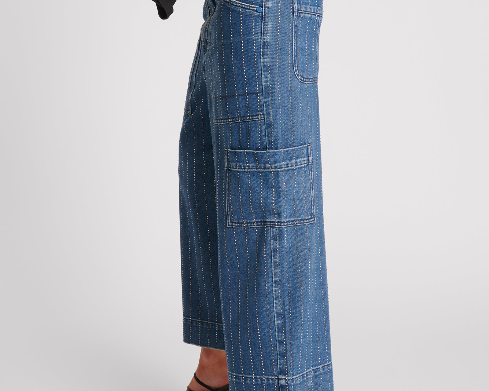 Bad Boys High Waist Wide Leg Denim Jeans - Glitter Highway