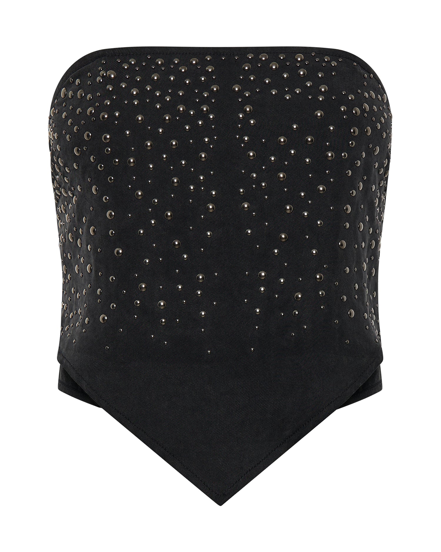 Studded Scarf Bustier Top - Black