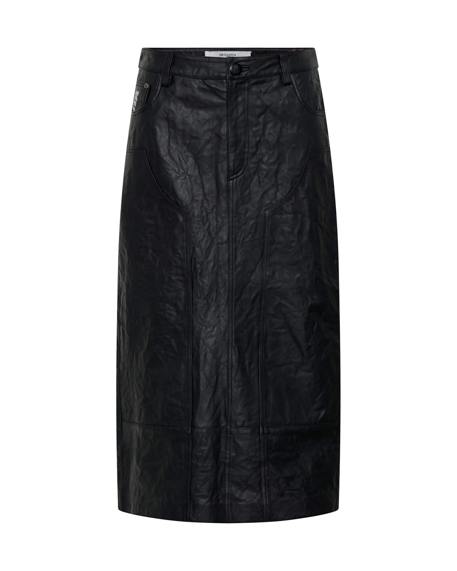 Cassidy Leather Column Midi Skirt - Black | One Teaspoon