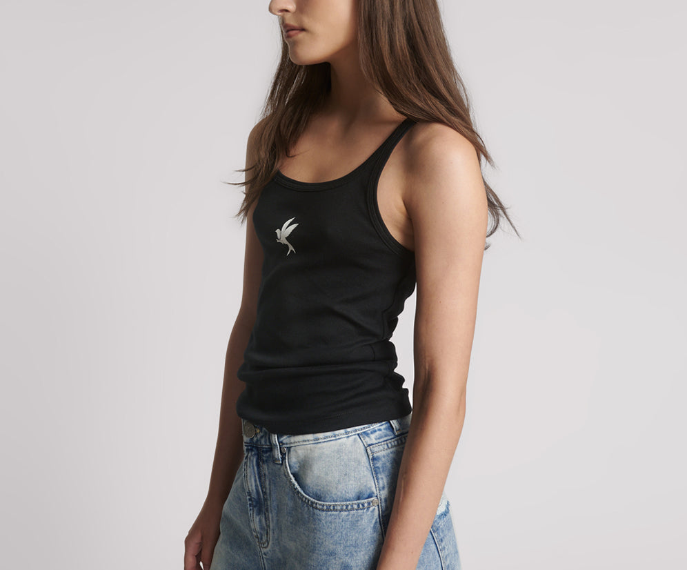 One Teaspoon Fine Ribbed Singlet - Black