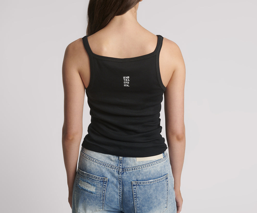One Teaspoon Fine Ribbed Singlet - Black