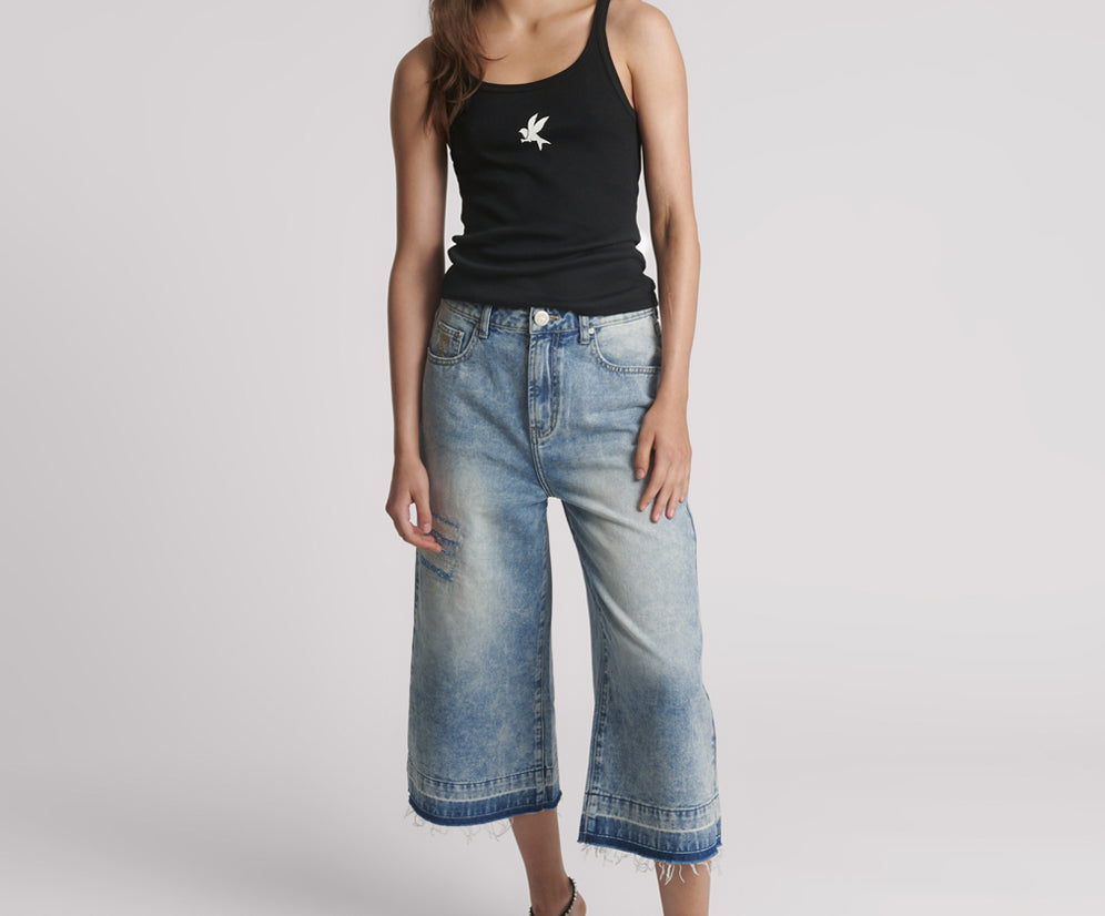 One Teaspoon Fine Ribbed Singlet - Black