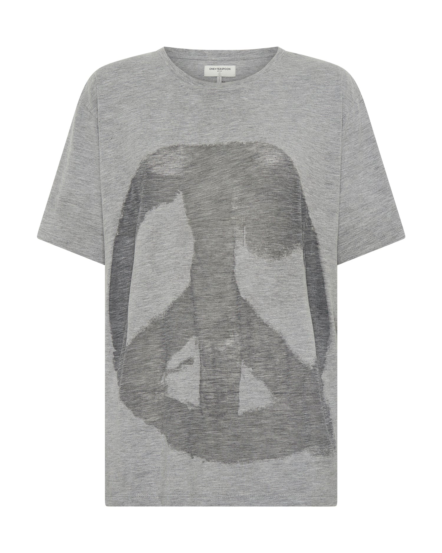 Peace Burnout Basketball Tee - Grey Marl