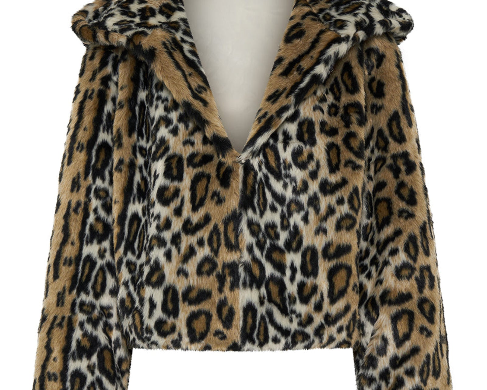 Faux Fur Leopard Split Hood Jacket - Animal