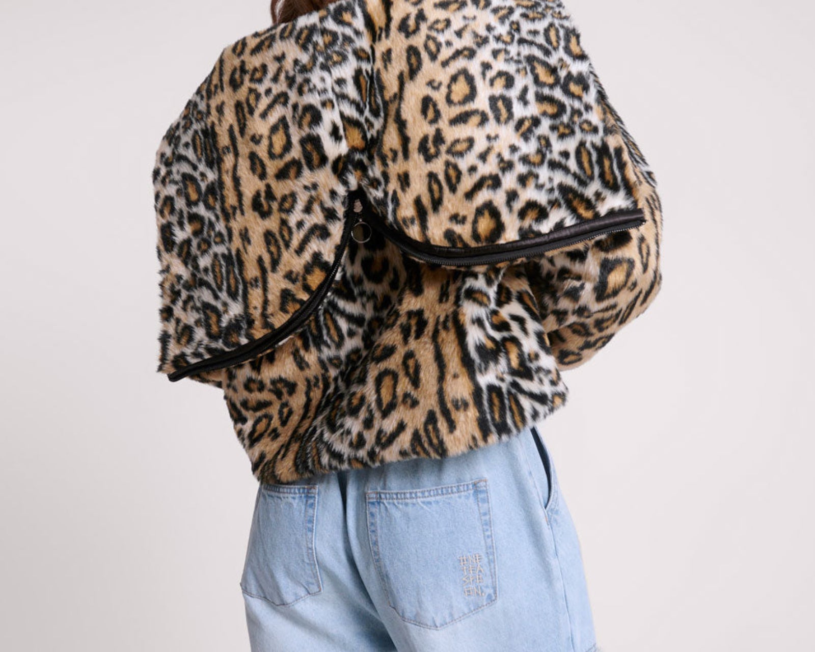 Faux Fur Leopard Split Hood Jacket - Animal