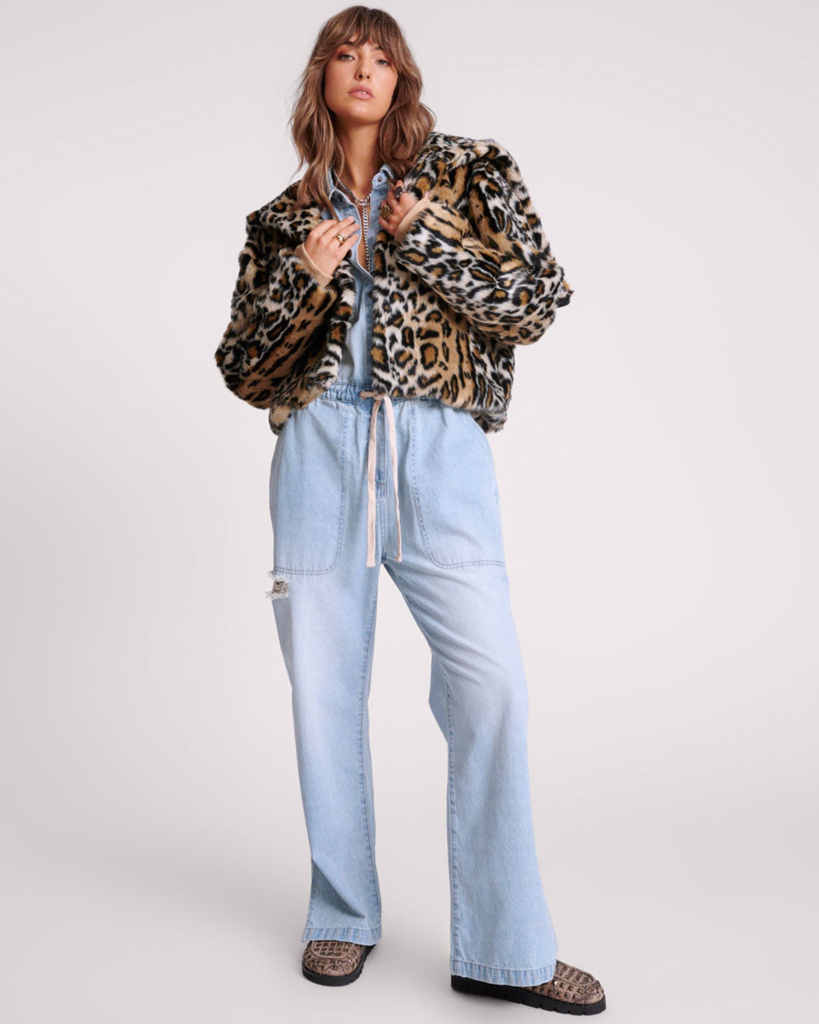 正規新品未使用 CLANE LEOPARD HUNTING JACKET 1 Faux Fur Leopard Split Hood Jacket - Animal | One Teaspoon