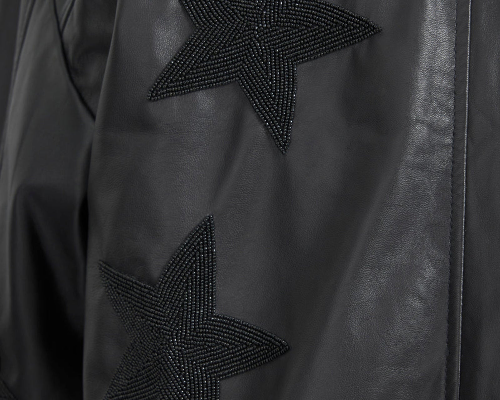 Biker Boyfriend Embellished Moto Leather Jacket - Black Star