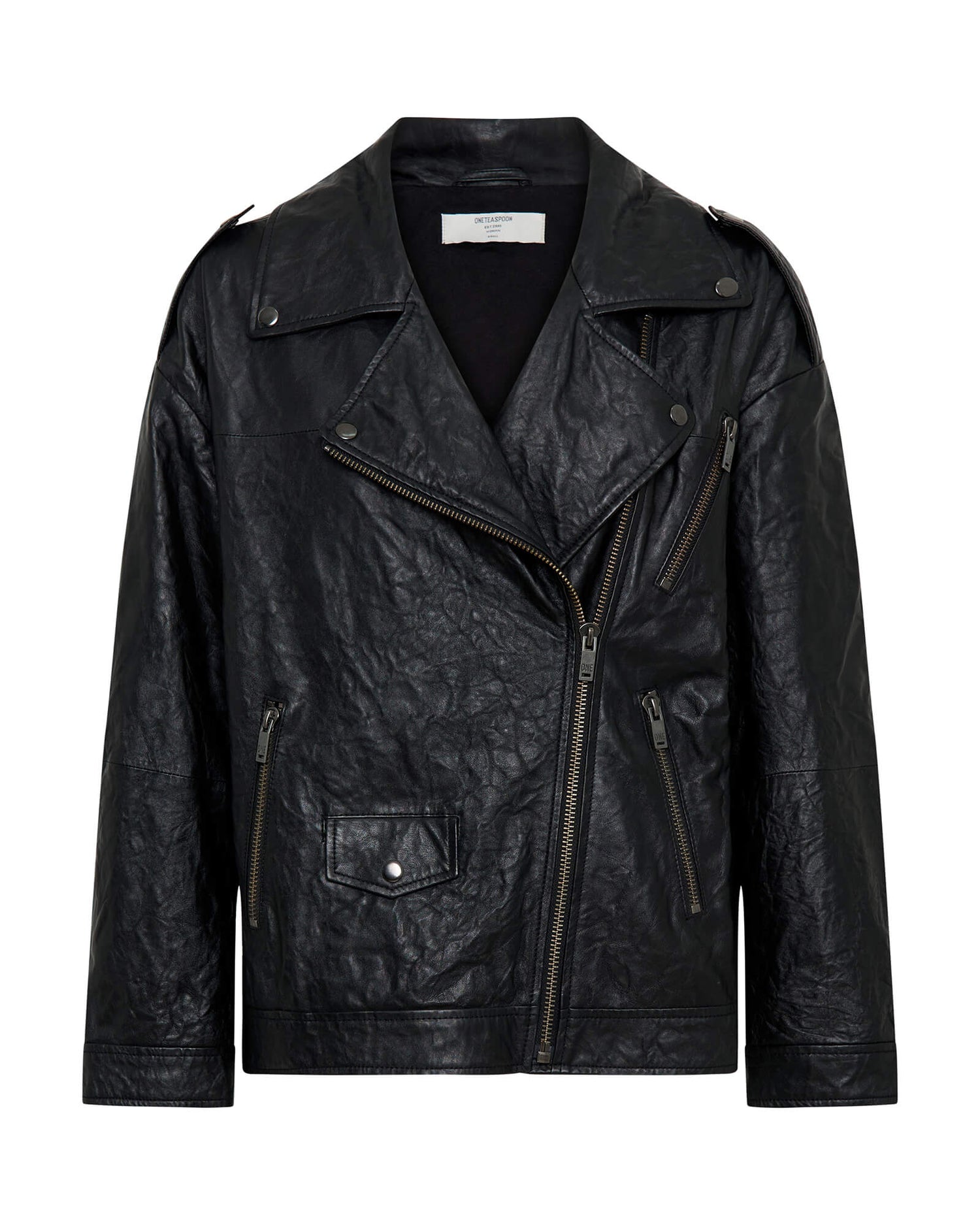 Products Boyfriend Leather Biker Jacket - Black
