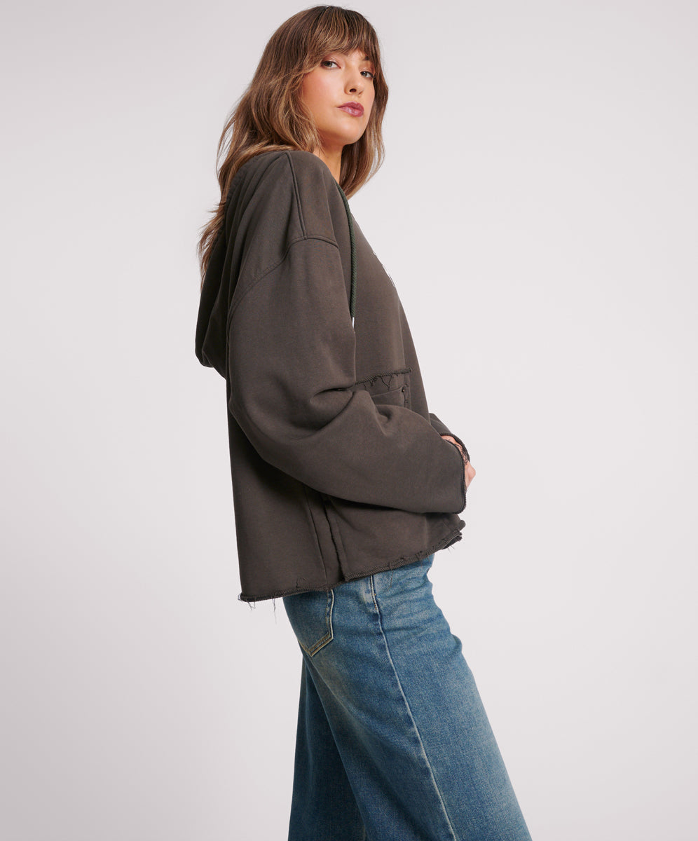 Products Graffiti Bird Oversized Pocket Hoodie - Volcanic