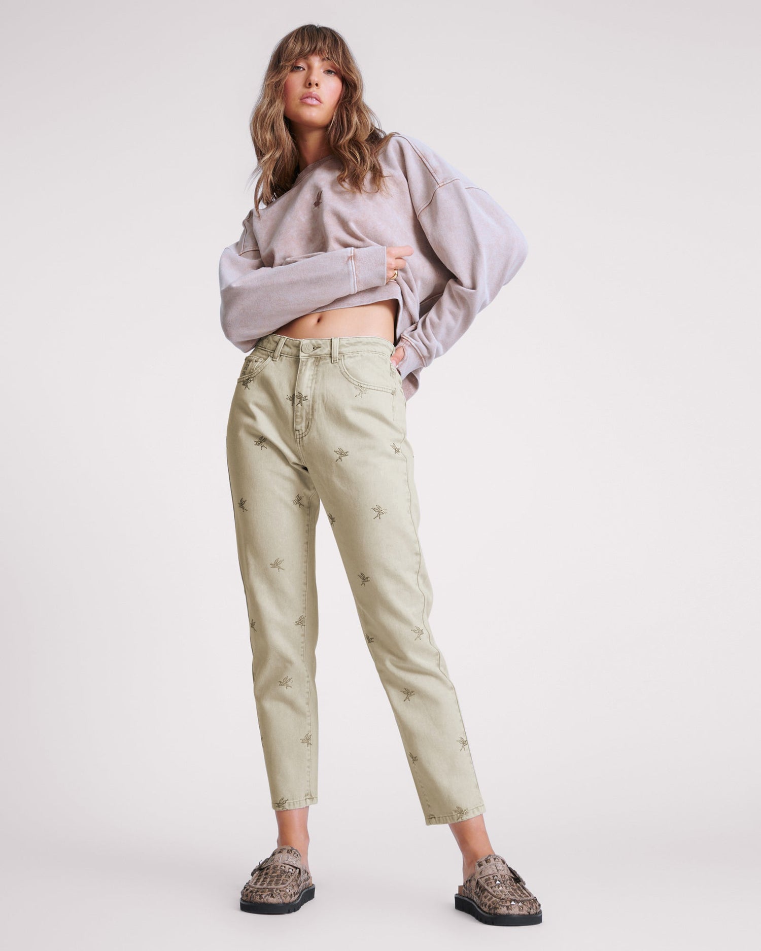 Women's Denim Jeans Legends High Waist Straight Leg Denim Jeans - Antique Khaki