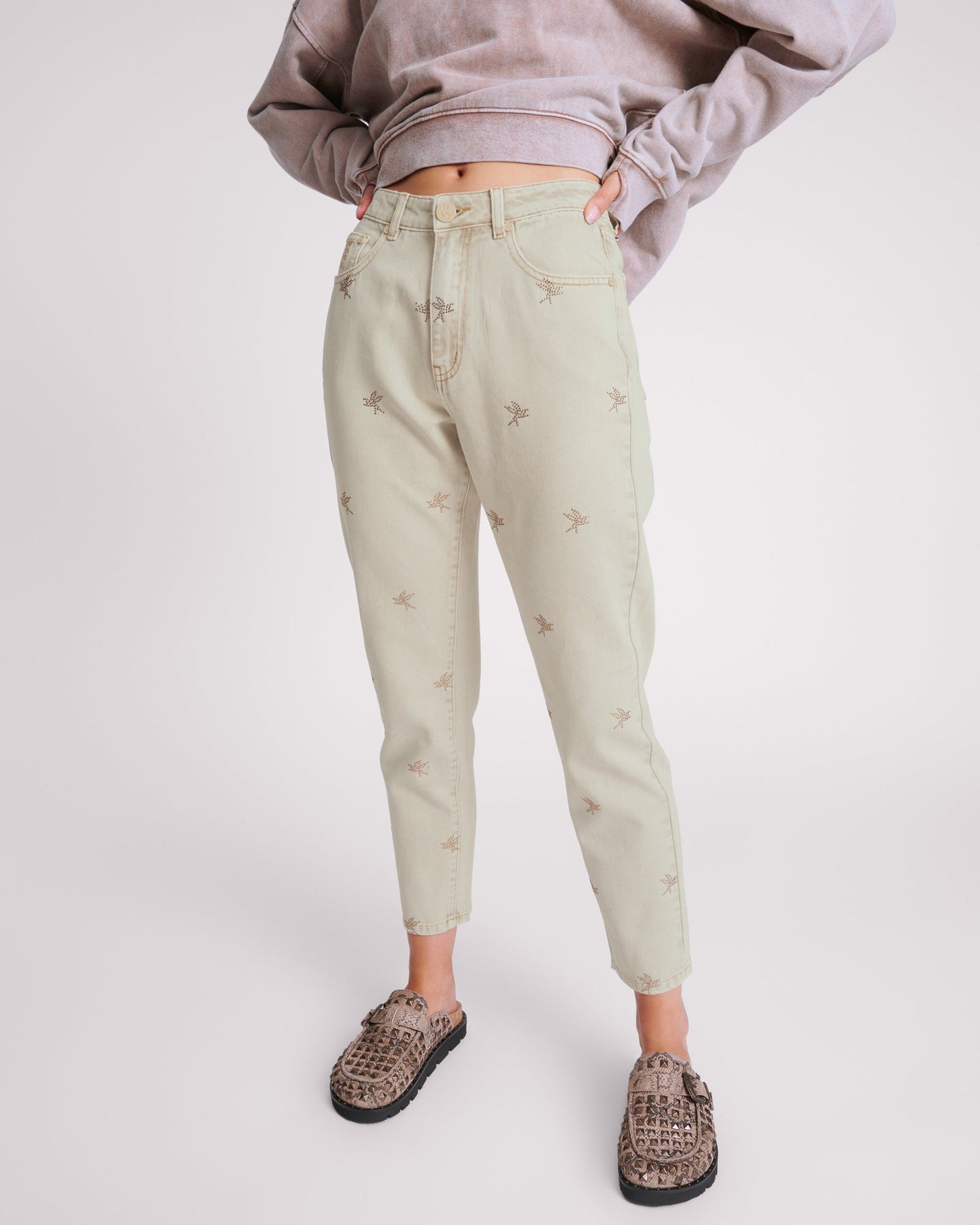 Women's Denim Jeans Legends High Waist Straight Leg Denim Jeans - Antique Khaki