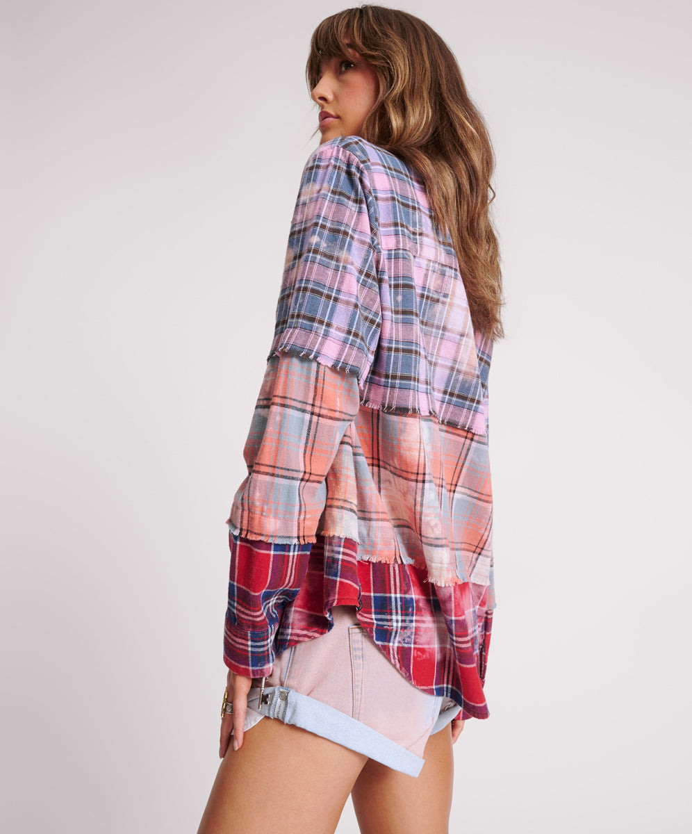 Products Distressed Mixed Flannel Shirt - Multi
