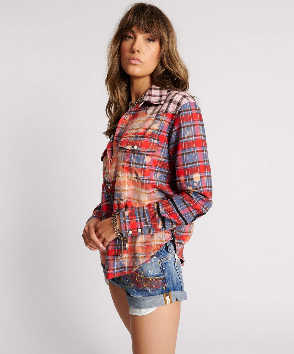 Products DISTRESSED FLANNEL WESTERN SHIRT