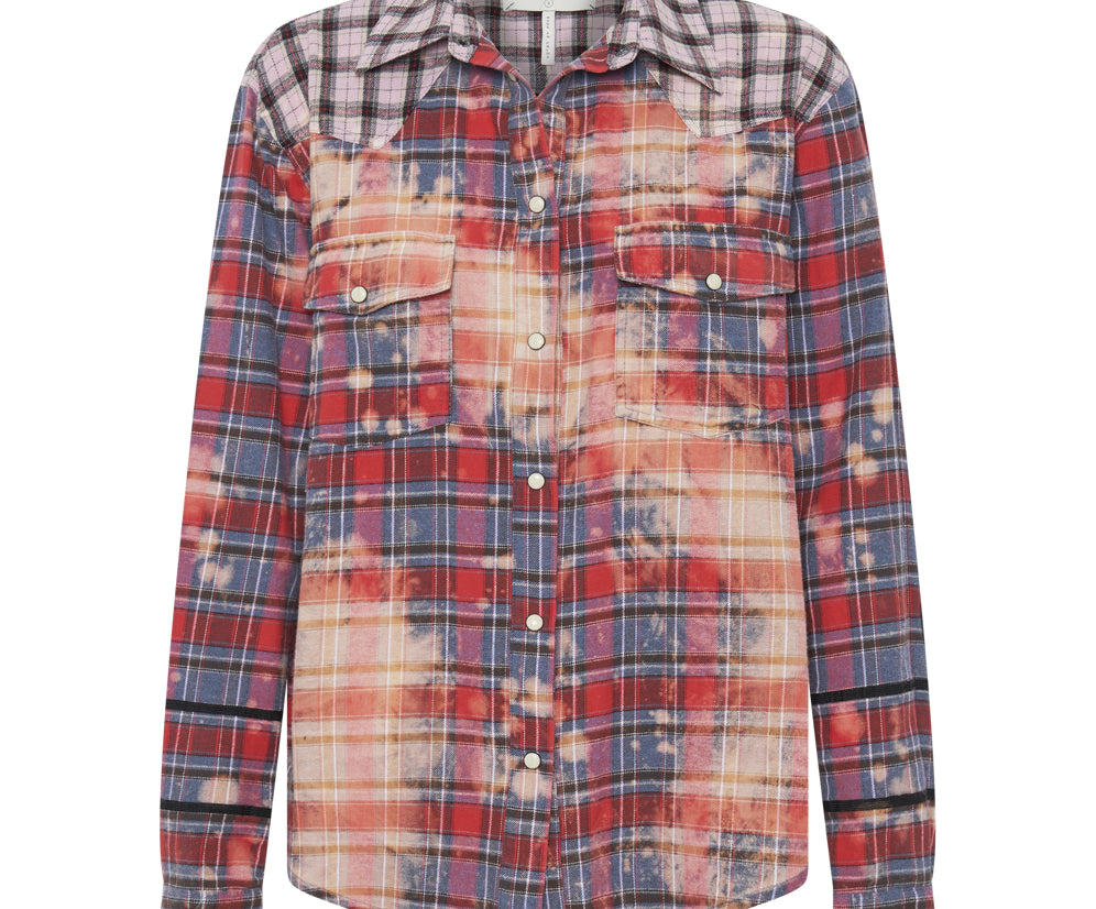 DISTRESSED FLANNEL WESTERN SHIRT