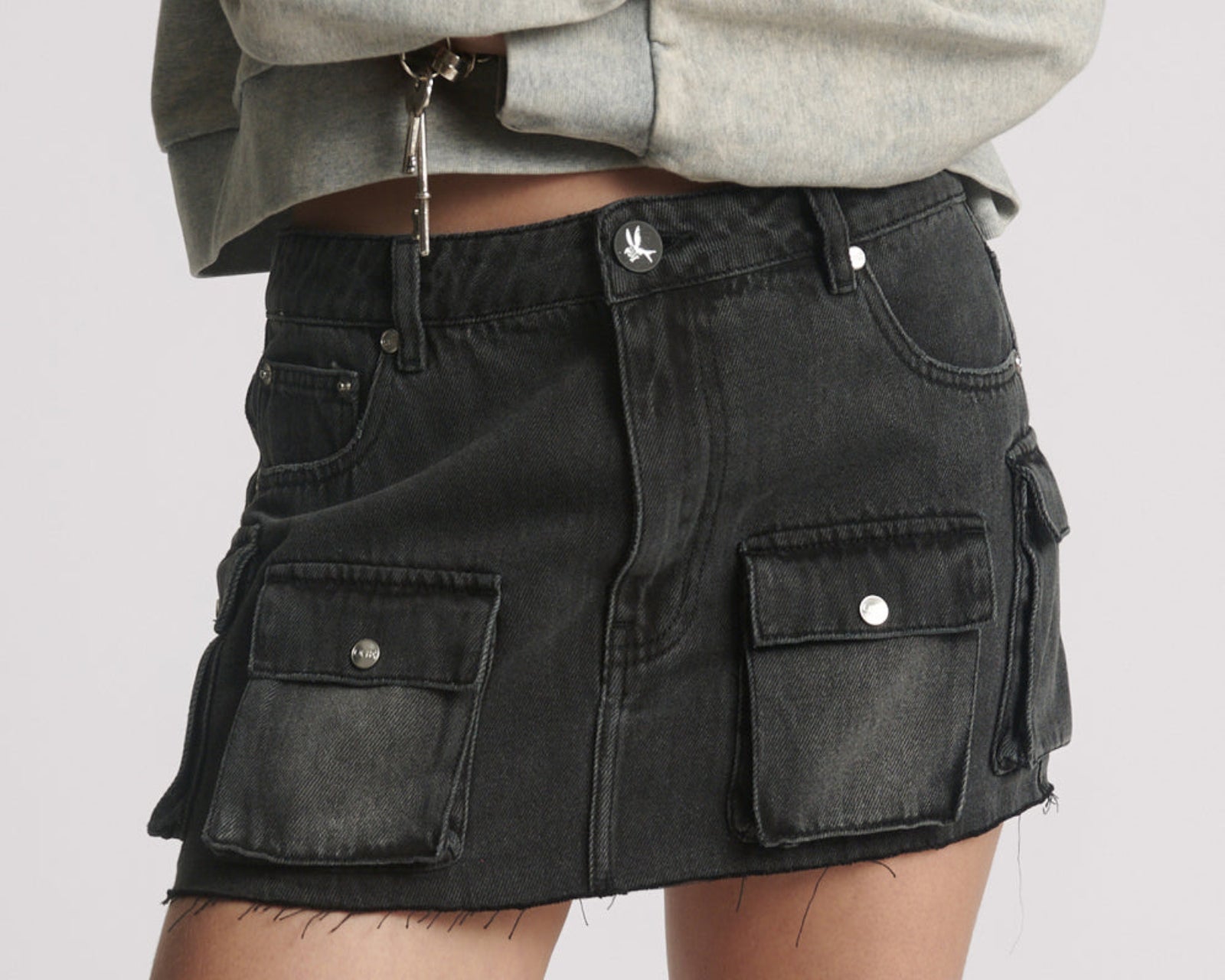 Sloane Low Waist Denim Mini Skirt - Faded Black