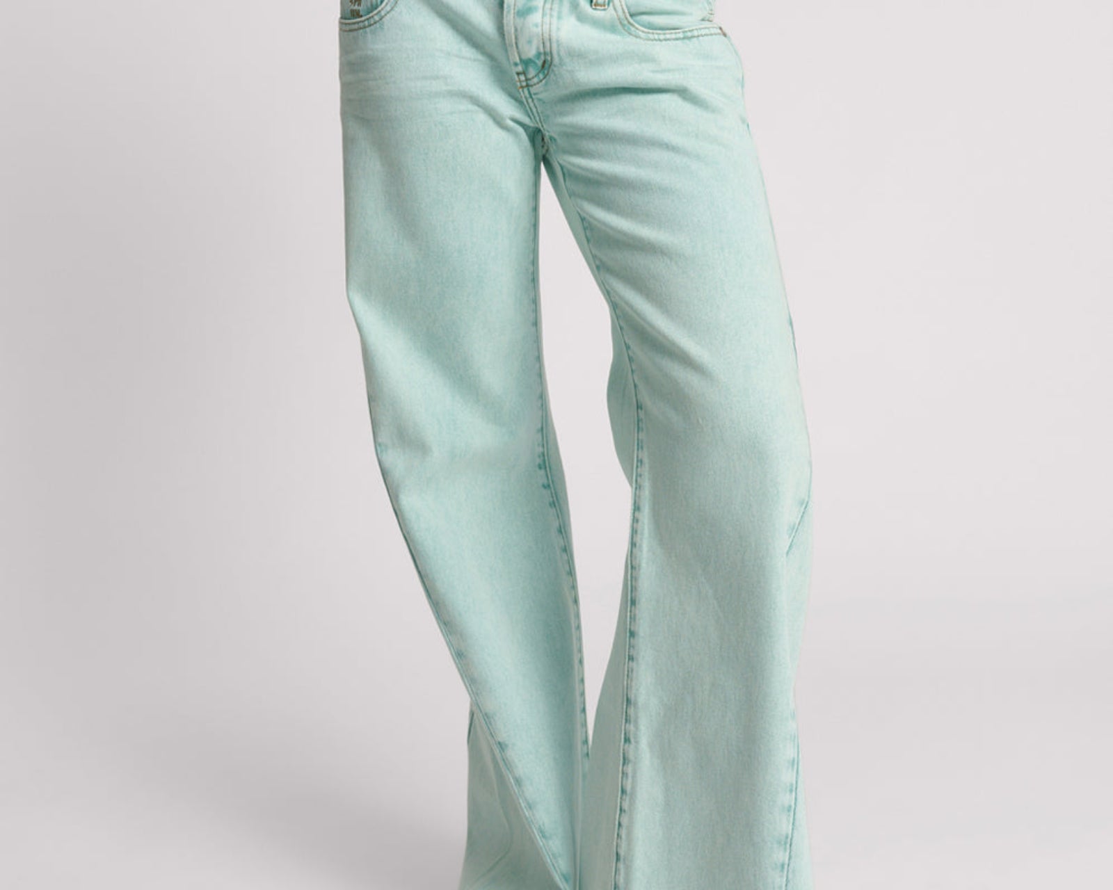 Johnnies Low Waist Wide Leg Denim Jeans - Mint