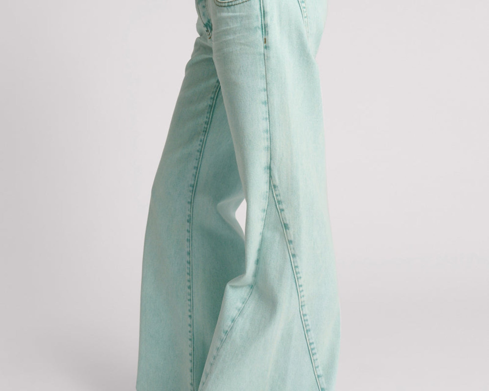 Johnnies Low Waist Wide Leg Denim Jeans - Mint