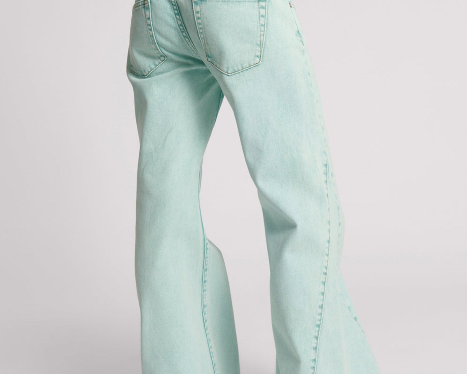 Johnnies Low Waist Wide Leg Denim Jeans - Mint