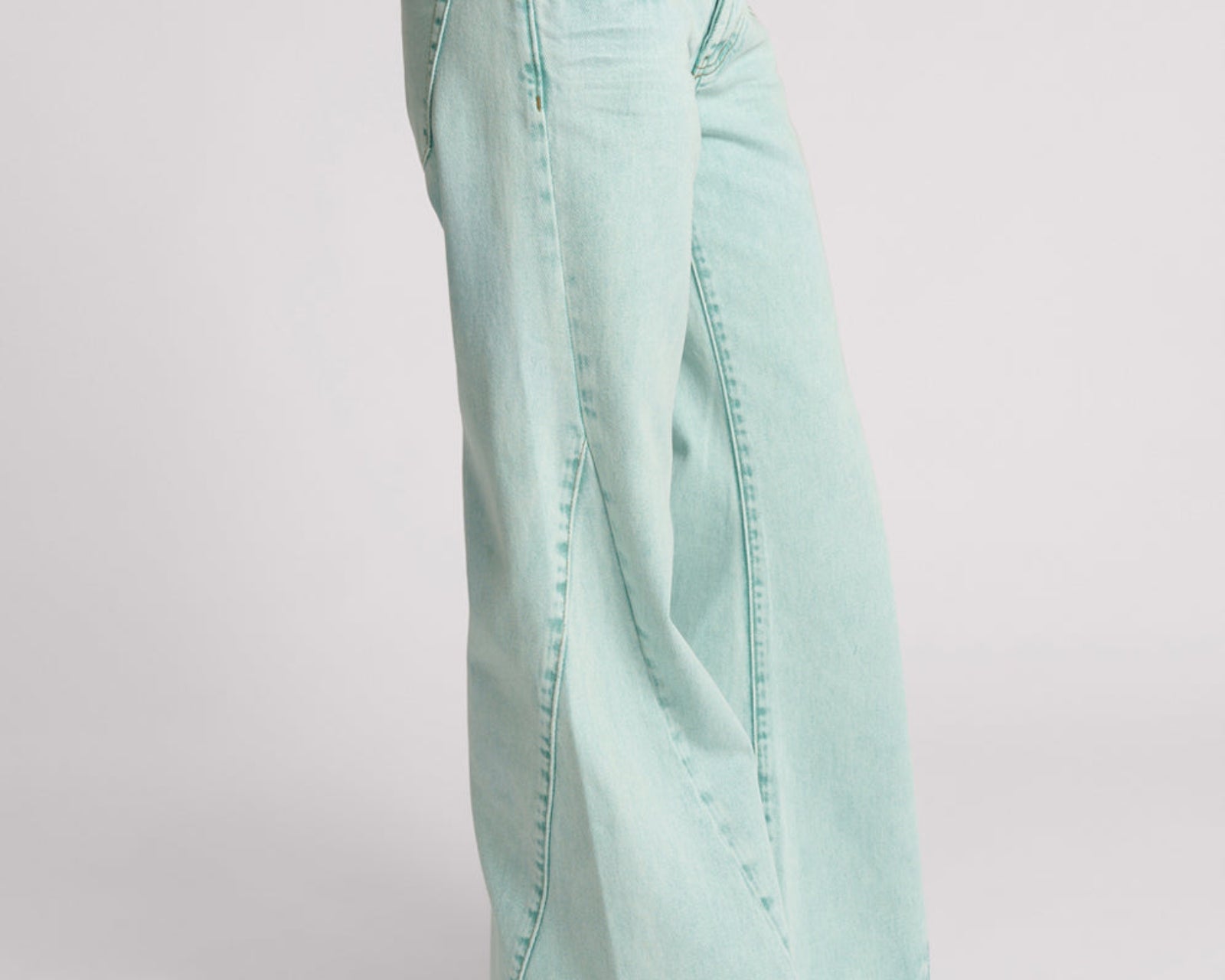 Johnnies Low Waist Wide Leg Denim Jeans - Mint
