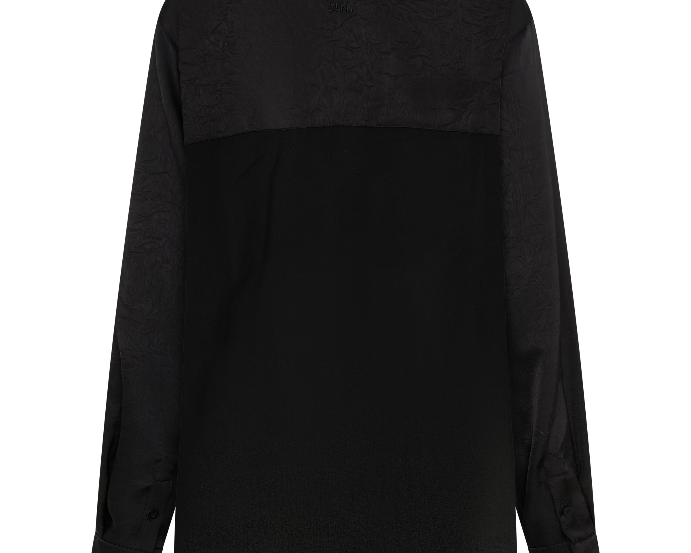Sheer Panel Tuxedo Shirt - Black
