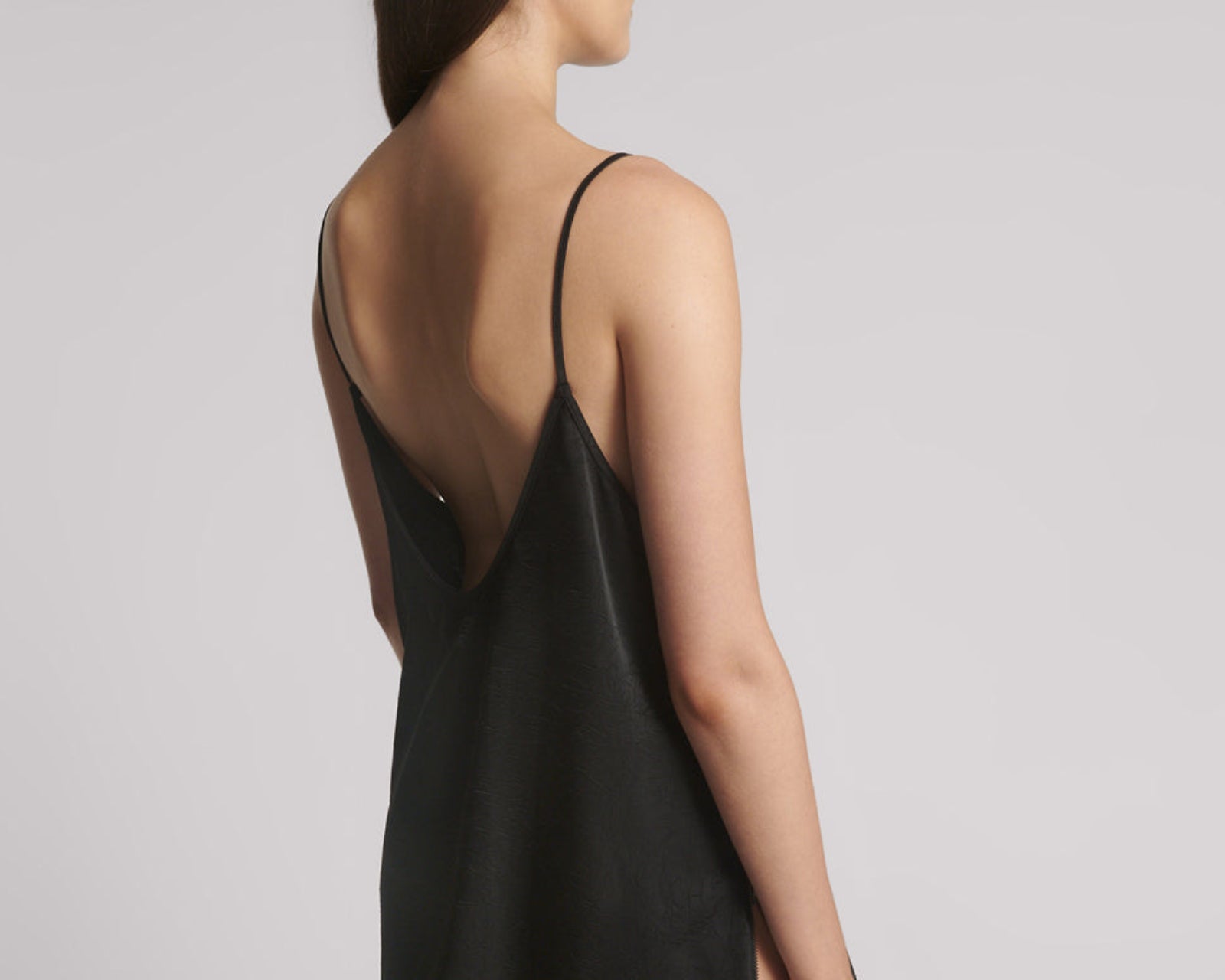 Courtney Zipped Up Satin Slip Mini Dress - Black