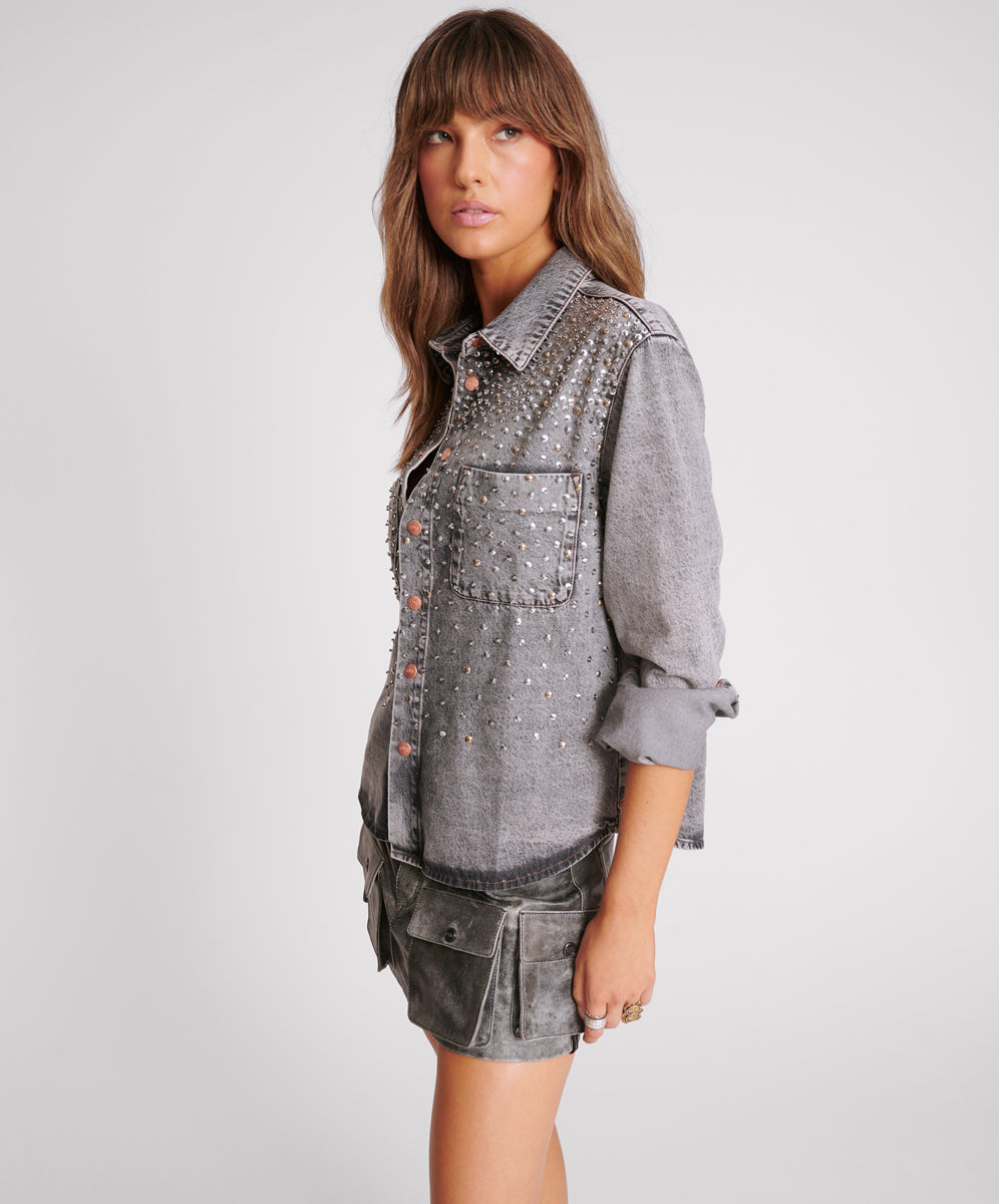 Products HAND EMBELLISHED DENIM SHACKET