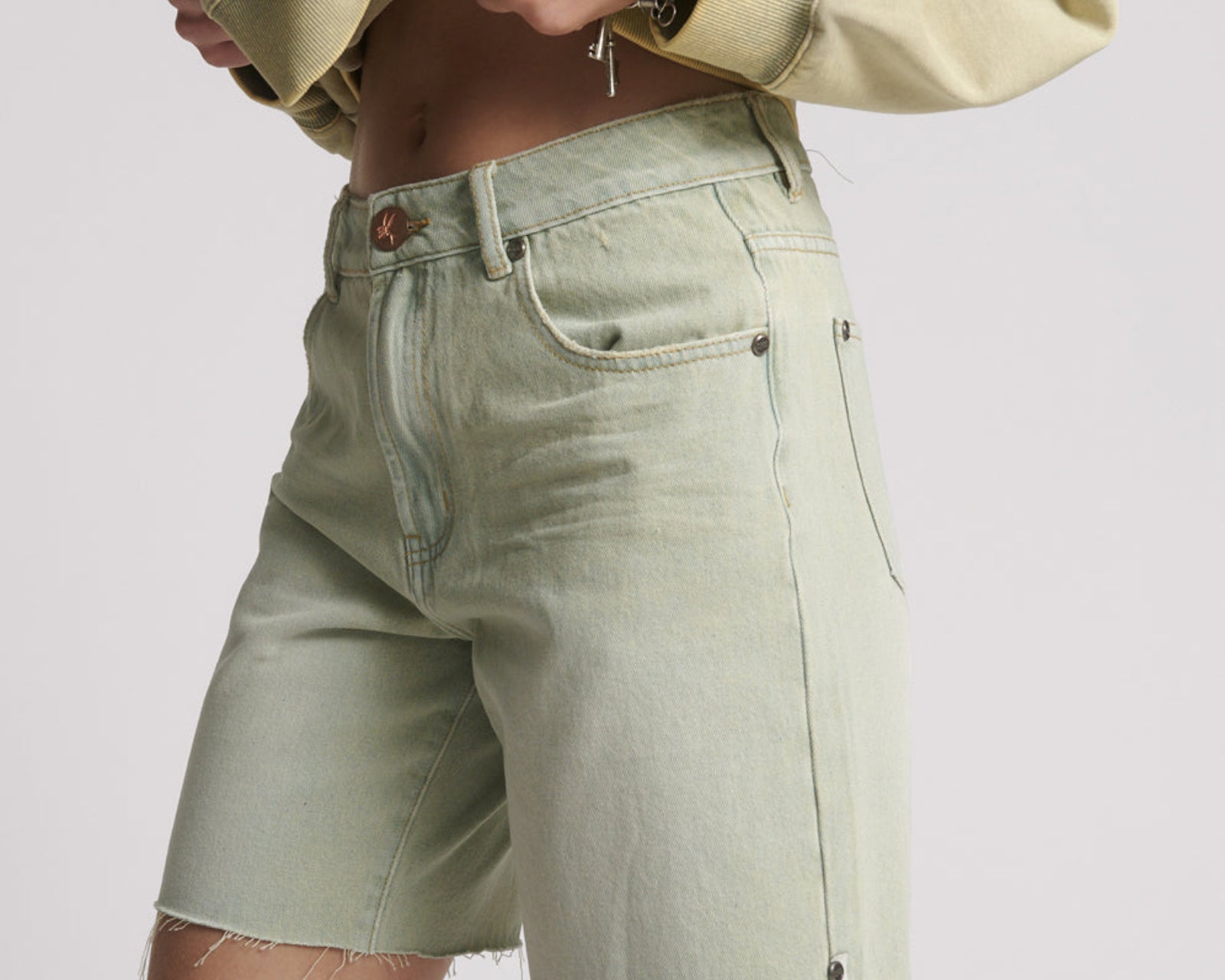 Jacksons Mid Waist Wide Leg Denim Shorts - Sundae